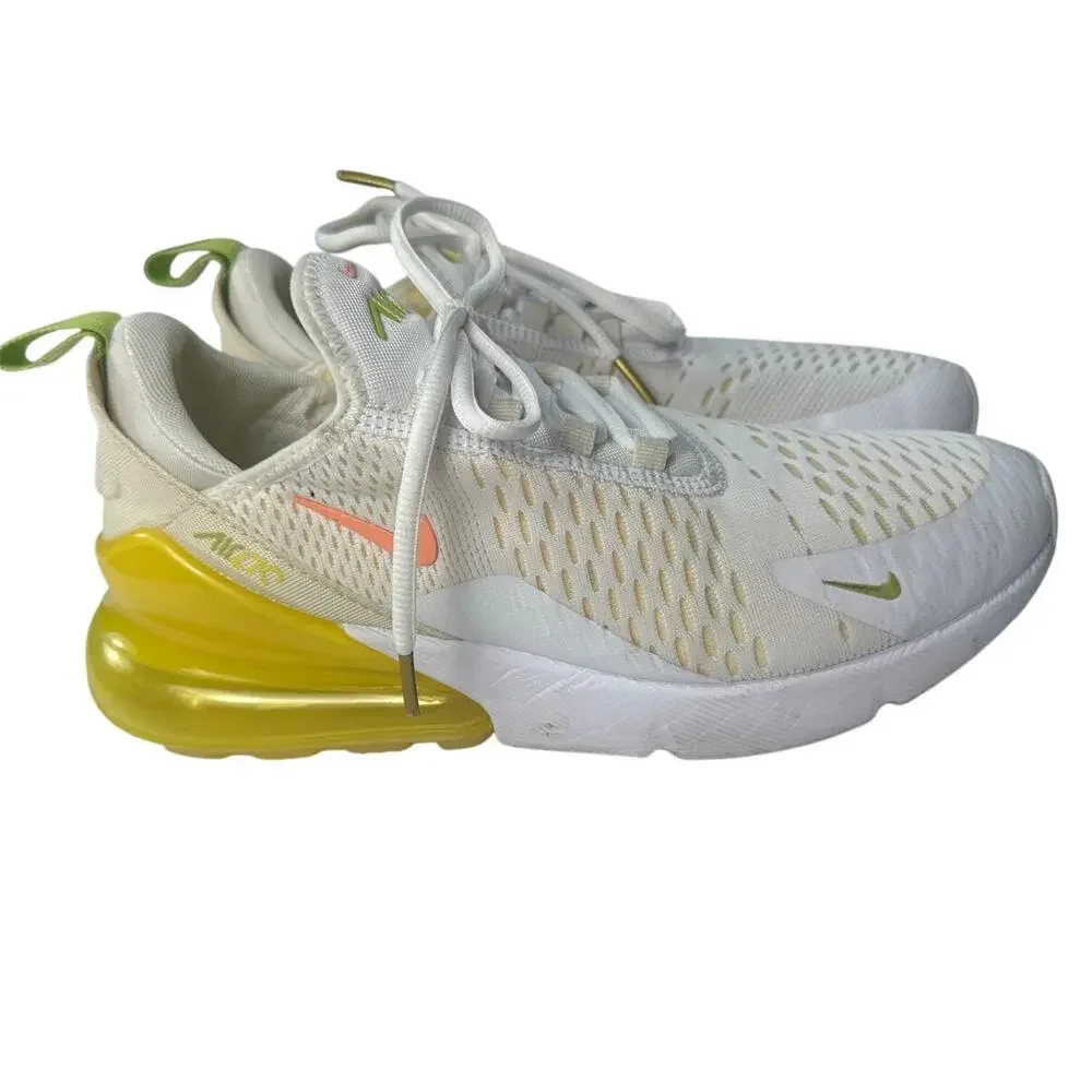 Nike Women   Air Max 270 White Yellow Coral Sneakers